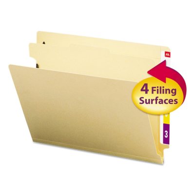 Smead End Tab Classification Folders with Divider, Four Sections, Letter, Manila, 10ct.
