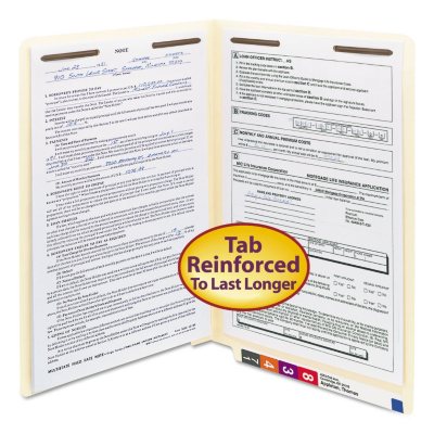 Smead Heavyweight File Folder, Reinforced Straight End Tab, Two Fasteners, Legal, Manila, 50ct.