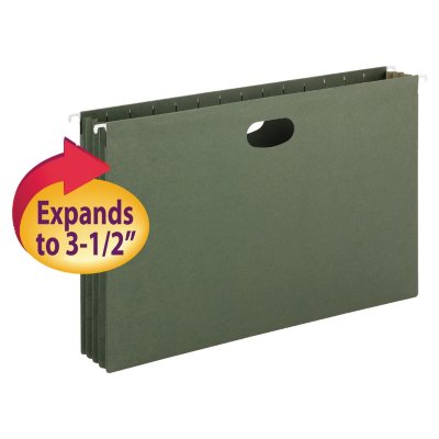 Smead - 3 1/2 Inch Hanging File Pockets with Sides, Legal, Standard Green - 10 Pack
