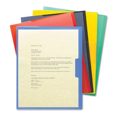 Smead - Clear-Front Project Jackets, Letter, Poly, Assorted Colors - 5 ct.