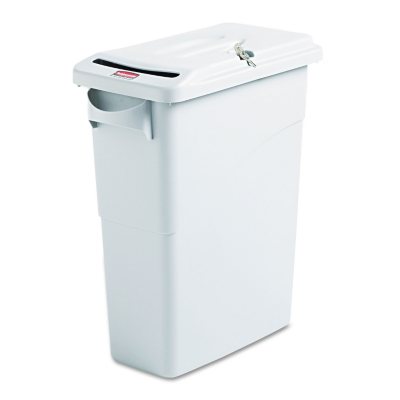 Rubbermaid Slim Jim Confidential Document Receptacle w/Lid, Rectangle, 15 7/8 Gallon