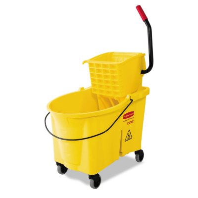 Rubbermaid WaveBrake 44 Quart Bucket/Sideward Pressure Wringer Combination - Yellow