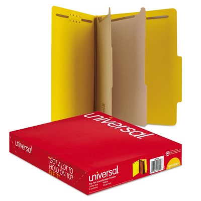 UPC 087547103043 product image for Universal® Pressboard Classification Folders, Letter, Six-Section, Yellow, 10/Bo | upcitemdb.com