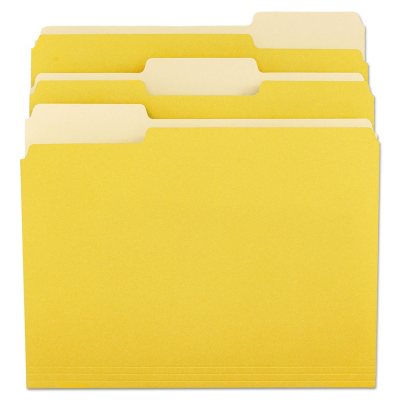 UPC 087547105047 product image for Universal® File Folders, 1/3 Cut One-Ply Top Tab, Letter, Yellow/Light Yellow, 1 | upcitemdb.com