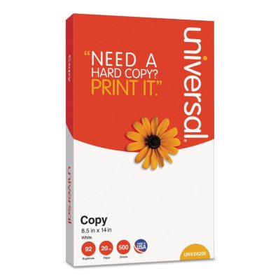 Universal Copy Paper, 92 Brightness, 20lb, 8-1/2