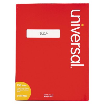 UPC 087547800027 product image for Universal® Laser Printer Permanent Labels, 1 x 4, White, 5000/Box | upcitemdb.com