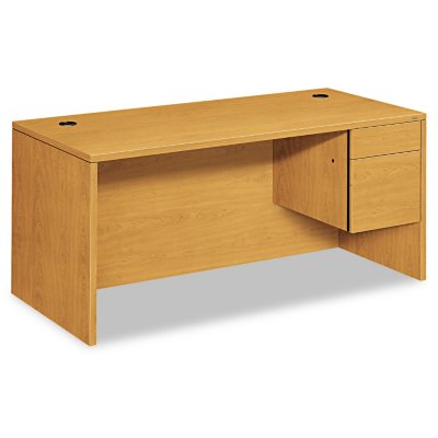 HON - 10500 "L" Workstation Right 3/4-Height Pedestal Desk - Harvest