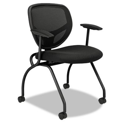basyx by HON - VL301 Mesh Back Nesting Arm Chair, Black, 2/Carton