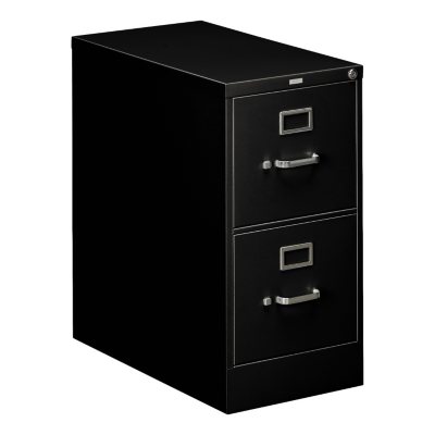 HON - 310 Series Vertical File Cabinet, 2-Drawer, Full-Suspension, Letter, 26-1/2" Depth - Black