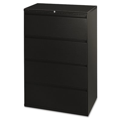 HON - 800 Series Lateral File Cabinet, 4-Drawer, Letter/Legal, 36" Width - Black