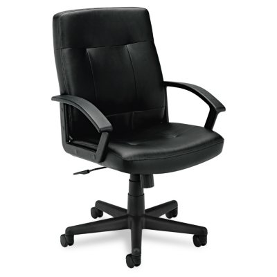 basyx by HON - VL602 Managerial Mid- Back Chair - Black Leather