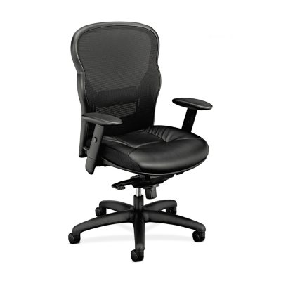 basyx by HON - VL701 High- Back Swivel/Tilt Work Chair - Black Mesh/Leather