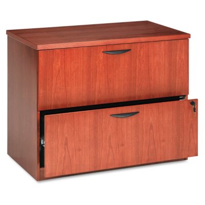 basyx by HON -BW Veneer Series 2-Drawer Lateral File Pedestal, 36¼" Width - Bourbon Cherry