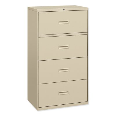basyx by HON - 400 Series Lateral File Cabinet, 4-Drawer, Letter/Legal, 36" Width - Putty