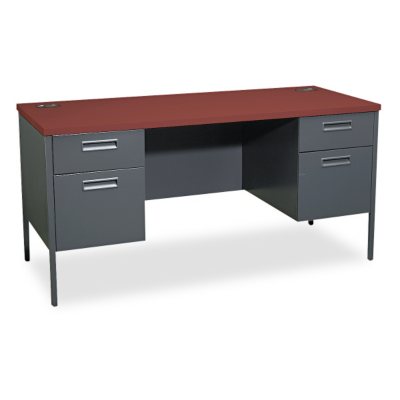 HON Metro Series Kneespace Credenza - Mahogany/Charcoal - 60"W x 24"D x 29-1/2"H