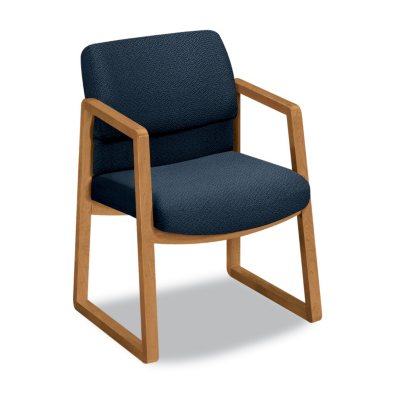 HON - 2400 Series Guest Arm Chair, Harvest Finish - Blue Fabric