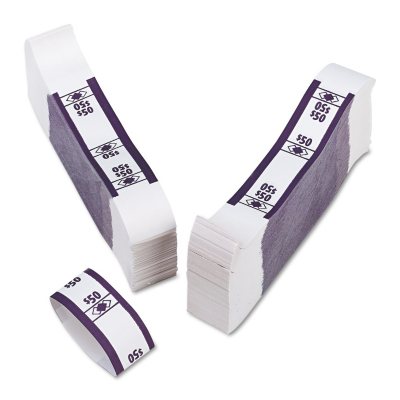PM Company Color-Coded Kraft Currency Straps - Dollar Bill - $50 - 1000 pk.