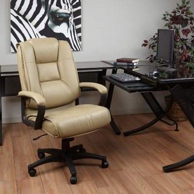 Deluxe High Back Leather Executive Chair - Tan
