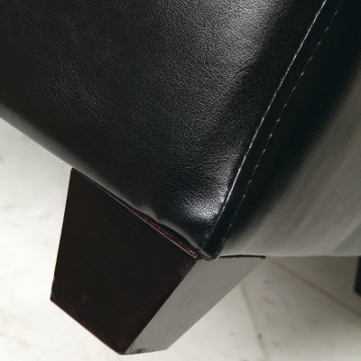 OSP Designs Metro Storage Ottoman with Reversible Wood & Seat Cushion - Dark Brown Faux Leather