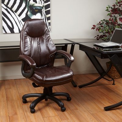 Deluxe Oversized Faux Leather Exec Chair - Chocolate