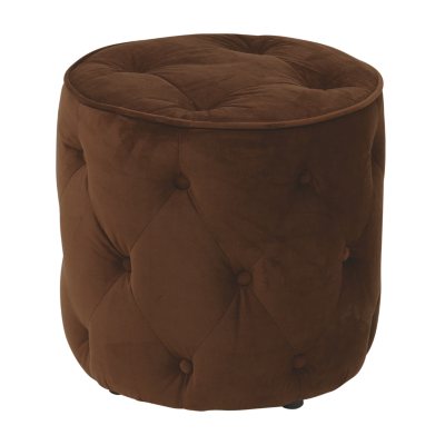 Avenue Six Curves Tufted Round Ottoman - Chocolate Velvet