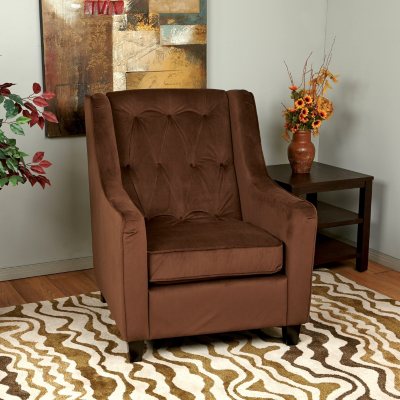 Avenue Six Curves Tufted Chair - Chocolate Velvet