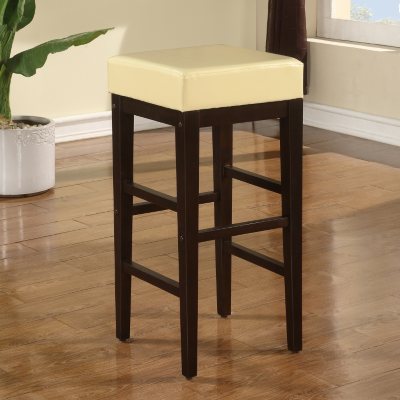 30" Metro Square Barstool - Cream Faux Leather with Espresso Legs
