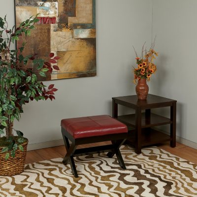 OSP Designs X-Leg Ottomans - Crimson Red