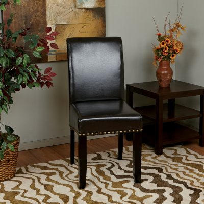 OSP Designs Parsons Dining Chair with Nail Heads - Espresso