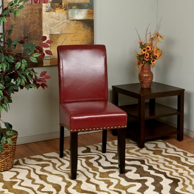 OSP Designs Parsons Dining Chair with Nail Heads - Crimson Red