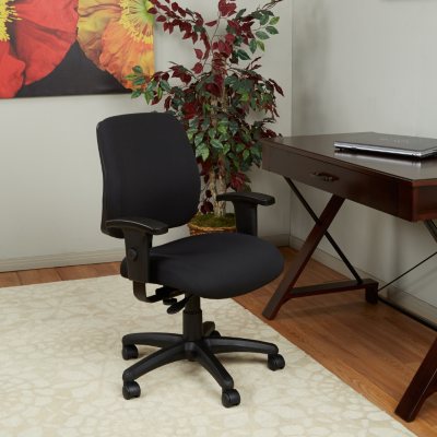 Work Smart Deluxe Task Chair with Ratchet Back Height Adjustment with Height and Width Adjustable Arms