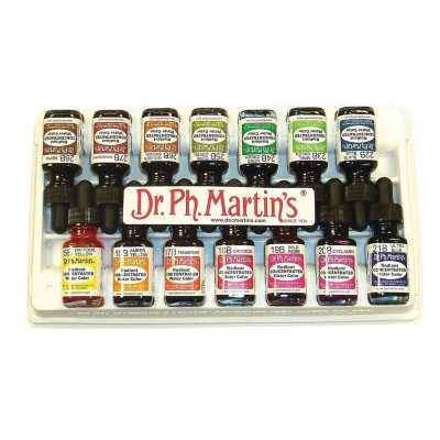 Dr. Martin's Radiant Concentrated Watercolor Paint Set - B, 1/2 Ounce Bottles, Assorted Aniline Colors, Set of 14