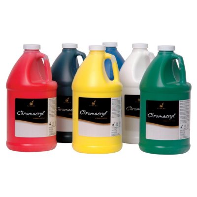 Chroma Chromacryl Premium Acrylic Paint, 1/2 Gallon, Assorted Colors, Set of 6