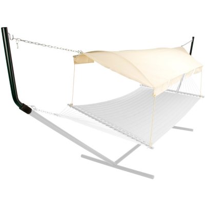 Natural Chambray Hammock Canopy - Black Poles