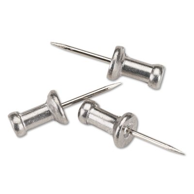 GEM - Aluminum Head Push Pins, Aluminum, Silver, 1/2