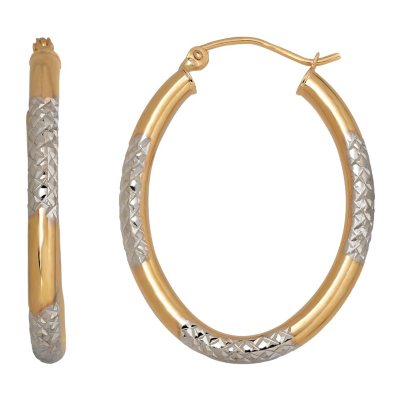 Oval Hoop Earring in 14K Yellow Gold