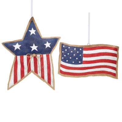 USA Flag and Star Wall Hanging (Set of 2)