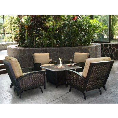 Heritage Deep Seating Chat Group with Firepit 5 pc.
