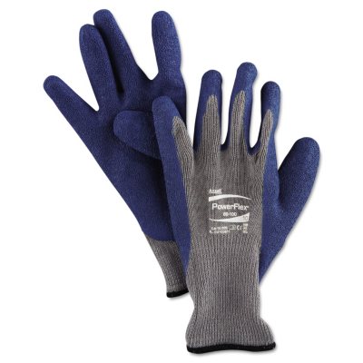AnsellPro PowerFlex Gloves, Blue and Gray (Size 10, Pack of 12)