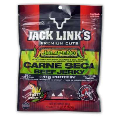 Jack Link's Jalapeño Carne Beef Jerky Peg Bag - 3.25 oz. Bag - 8 ct.