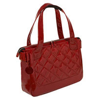 WIB - Women In Business Vanity Quilted Patent Tote - Scarlet