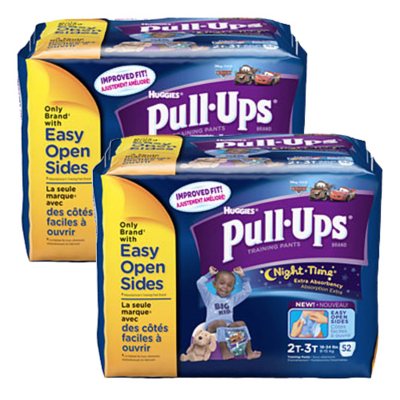 Huggies Night Time Pull-Ups Training Pants for Boys, Size 2T-3T (18-34 lbs.), 52 ct. (104), 2 boxes