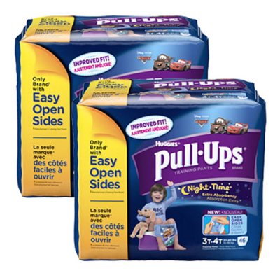 Huggies Night Time Pull-Ups Training Pants for Boys, Size 3T-4T (32-40 lbs.), 46 ct. (92), 2 boxes