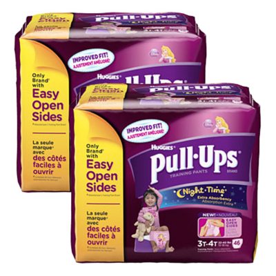 Huggies Night Time Pull-Ups Training Pants for Girls, Size 3T-4T (32-40 lbs.), 46 ct. (92), 2 boxes