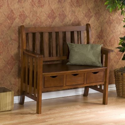 Country 3-Drawer Oak Bench