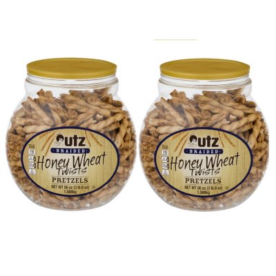 UPC 041780022226 product image for Utz Honey Wheat Braided Twists Pretzel Barrels (56 oz, 2 ct.) | upcitemdb.com