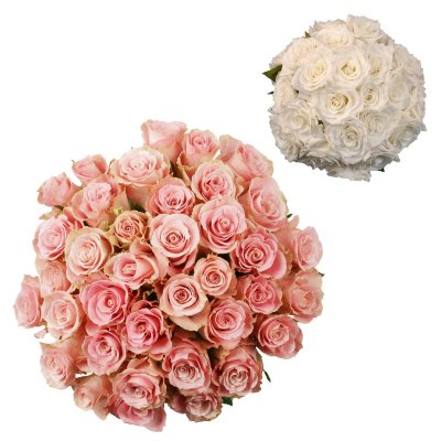 Roses - Wedding Pack Light Pink & White - 75 Stems