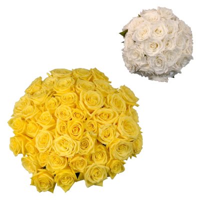 Roses - Wedding Pack Yellow & White - 75 Stems