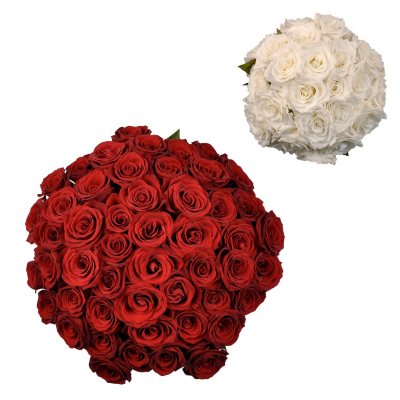 Roses - Wedding Pack Red & White - 75 Stems