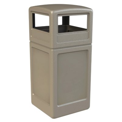 Commercial Zone Square Trash Can with Dome - Beige - 38 gal.